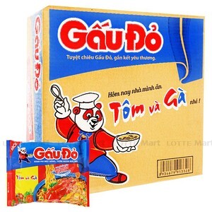Thùng 30 gói mì Gấu Đỏ tôm và gà 63g