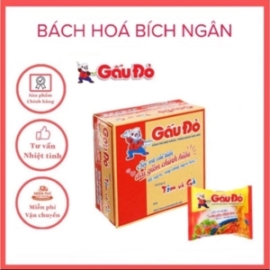 Thùng 30 gói mì Gấu Đỏ tôm và gà sợi phở 63g