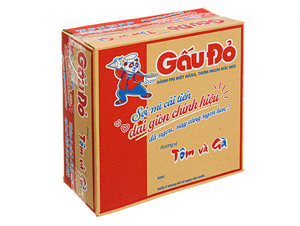 Thùng 30 gói mì Gấu Đỏ tôm và gà 63g