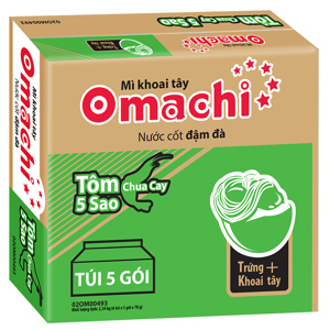 Thùng 30 gói mì khoai tây Omachi tôm chua cay 5 sao 78g