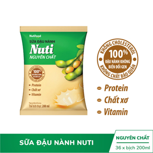 Thùng 36 bịch sữa đậu nành Nuti nguyên chất 200ml