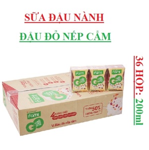 Thùng 36 hộp sữa đậu nành đậu đỏ nếp cẩm Fami Go 200ml