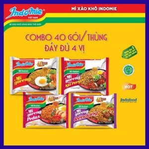 Thùng 40 gói mì xào khô Indomie Goreng Rendang vị bò cay 91g