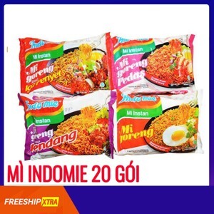 Thùng 40 gói mì xào khô Indomie Goreng Rendang vị bò cay 91g