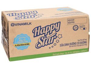 Thùng 48 bịch sữa dinh dưỡng có đường Vinamilk Happy Star 220ml