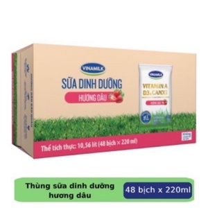Thùng 48 bịch sữa dinh dưỡng hương dâu Vinamilk A&D3 220ml