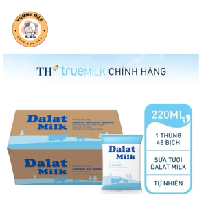 Thùng 48 bịch sữa tươi tiệt trùng có đường Dalat Milk 220ml