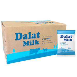 Thùng 48 bịch sữa tươi tiệt trùng ít đường Dalat Milk 220ml