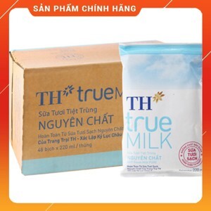 Thùng 48 bịch sữa tươi tiệt trùng nguyên chất không đường TH true MILK 220ml