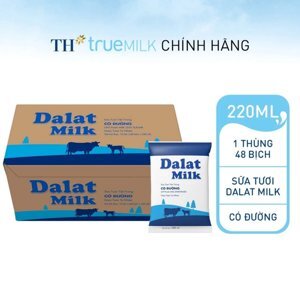 Thùng 48 bịch sữa tươi tiệt trùng có đường Dalat Milk 220ml