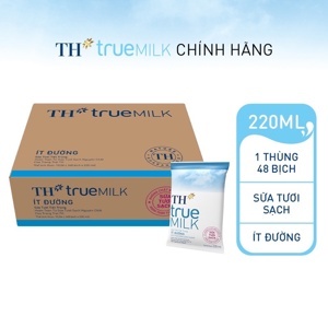 Thùng 48 bịch sữa tươi tiệt trùng ít đường TH true MILK 220ml