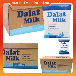 Thùng 48 bịch sữa tươi tiệt trùng ít đường Dalat Milk 220ml