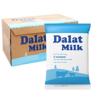 Thùng 48 bịch sữa tươi tiệt trùng ít đường Dalat Milk 220ml