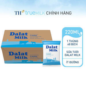 Thùng 48 bịch sữa tươi tiệt trùng ít đường Dalat Milk 220ml