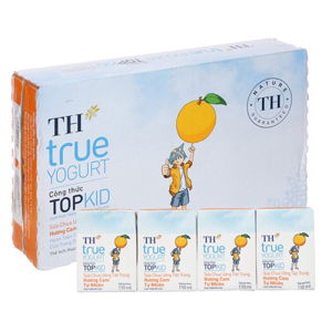 Thùng 48 hộp sữa chua uống hương dâu chuối và lúa mạch TH True Yogurt Top Kid 110ml