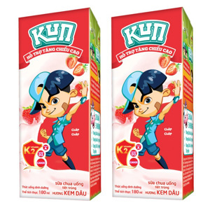 Thùng 48 hộp sữa chua uống hương kem dâu LiF Kun 180ml