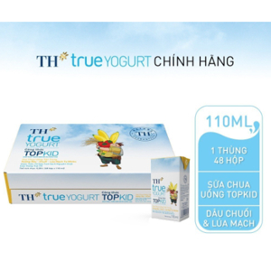 Thùng 48 hộp sữa chua uống hương dâu chuối và lúa mạch TH True Yogurt Top Kid 110ml