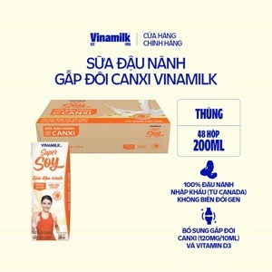 Thùng 48 hộp sữa đậu nành Vinamilk gấp đôi canxi 200ml