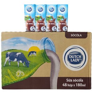 Thùng 48 hộp sữa tiệt trùng socola Dutch Lady 180ml