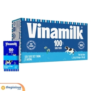 Thùng 48 hộp sữa tươi ít đường Vinamilk 100% Sữa Tươi 110ml