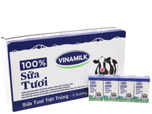 Thùng 48 hộp sữa tươi ít đường Vinamilk 100% Sữa Tươi 110ml