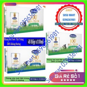 Thùng 48 hộp sữa tươi ít đường Vinamilk 100% Sữa Tươi 110ml