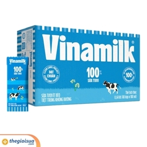 Thùng 48 hộp sữa tươi không đường Vinamilk 100% Sữa Tươi 180ml