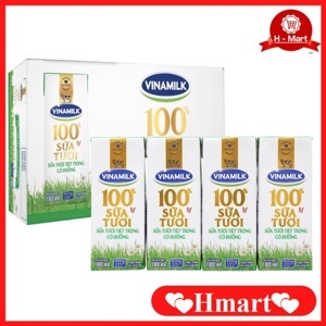 Thùng 48 hộp sữa tươi không đường Vinamilk 100% Sữa Tươi 180ml