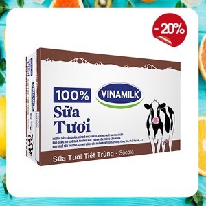 Thùng 48 hộp sữa tươi socola Vinamilk 100% Sữa Tươi 180ml