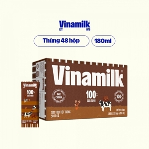 Thùng 48 hộp sữa tươi socola Vinamilk 100% Sữa Tươi 180ml