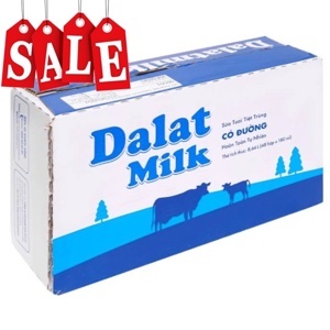 Thùng 48 hộp sữa tươi tiệt trùng có đường Dalat Milk 180ml