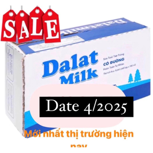Thùng 48 hộp sữa tươi tiệt trùng có đường Dalat Milk 180ml