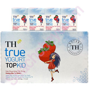 Thùng 48 hộp sữa tươi tiệt trùng hương dâu TH true MILK 110ml