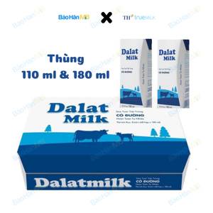 Thùng 48 hộp sữa tươi tiệt trùng có đường Dalat Milk 180ml