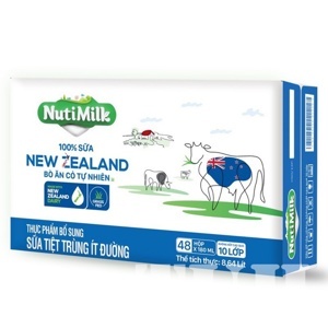 Thùng 48 hộp sữa tươi tiệt trùng ít đường Nutimilk Newzealand 110ml