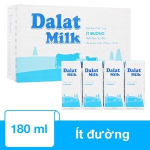 Thùng 48 hộp sữa tươi tiệt trùng ít đường Dalat Milk 180ml