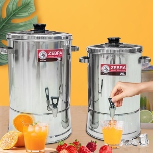 Thùng nước inox 304 Zebra Thái Lan 22cm-8.7L-114071, có vòi gạt