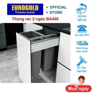 Thùng rác âm tủ ray hộp giảm chấn Eurogold BA400