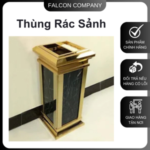 Thùng rác mạ vàng đá hoa cương A16(Inox vàng, đá) (TLJA16Z1)