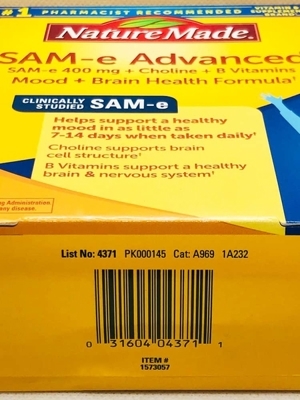 Thuốc an thần an toàn Nature Made SAM-e Complete 400mg 60 viên