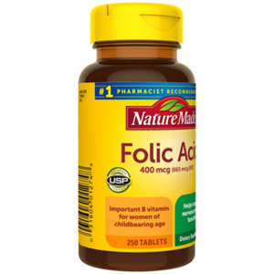 Thuốc bổ Folic Acid Nature Made - 400mcg, 250 viên