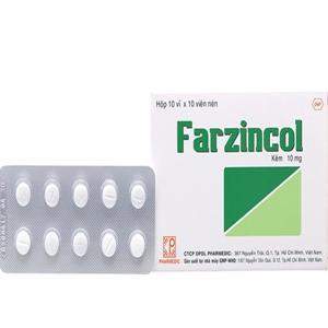 Thuốc bổ sung kẽm Farzincol 10mg Lọ 100 viên