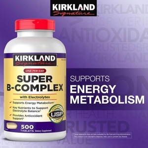 Thuốc bổ Vitamin tổng hợp Kirkland Signature One Per Day Super B-Complex with Electrolytes - 500 viên