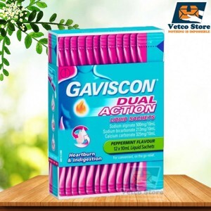 Thuốc điều trị bệnh đau, trào ngược dạ dày Gaviscon Dual Action (24 gói x 10ml/hộp)