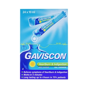 Thuốc điều trị bệnh đau, trào ngược dạ dày Gaviscon Dual Action (24 gói x 10ml/hộp)