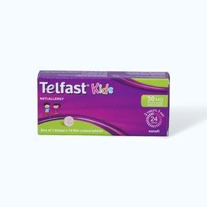 Thuốc điều trị viêm mũi dị ứng, mày đay vô căn mạn tính cho trẻ em Telfast Kids (1 vỉ x 10 viên/hộp)
