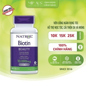 Thuốc ngậm mọc tóc Natrol Biotin Maximum Strength 10000 mcg