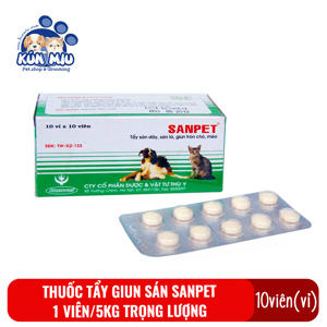 Thuốc tẩy giun cho chó mèo Hanvet Sanpet (10 viên)