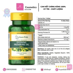 Tinh dầu Hoa Anh Thảo Evening Primrose Oil 1000mg 120 viên Mỹ