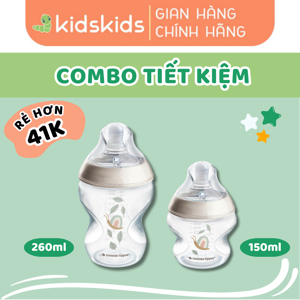 Bộ 2 bình sữa nhựa Tommee Tippee 150ml & 260ml